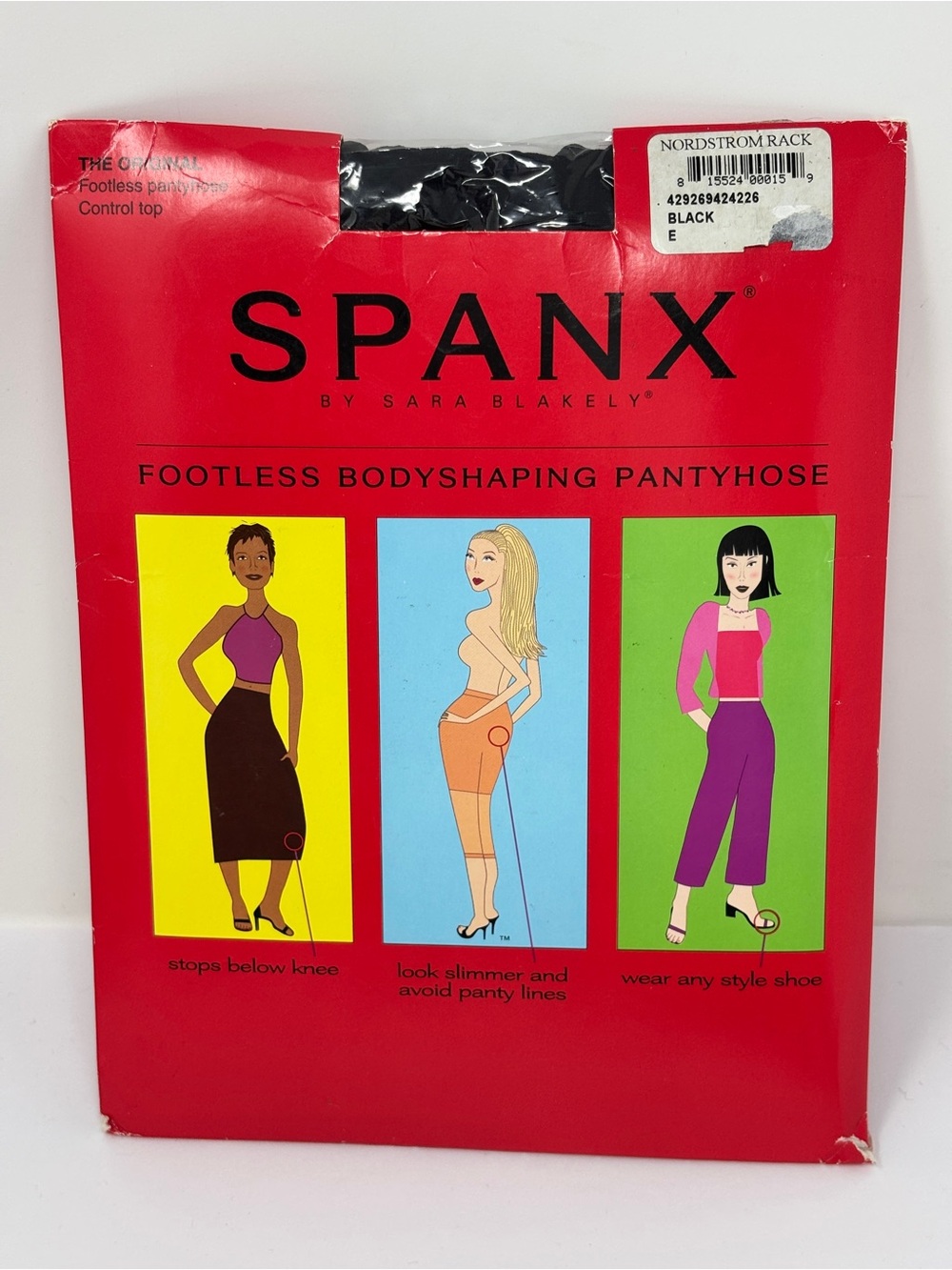 NWT SPANX Footless Black Bodyshaping Pantyhose Size E